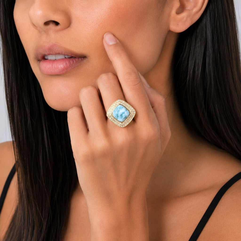 Anillo Cuadro Larimar REF ANL2-2
