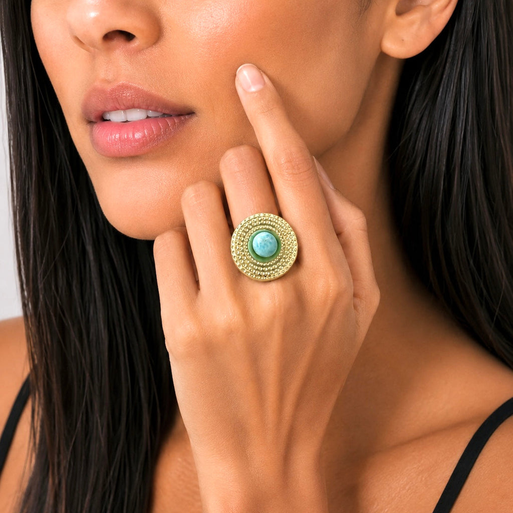 Anillo Larimar Círculo REF ANL1-7