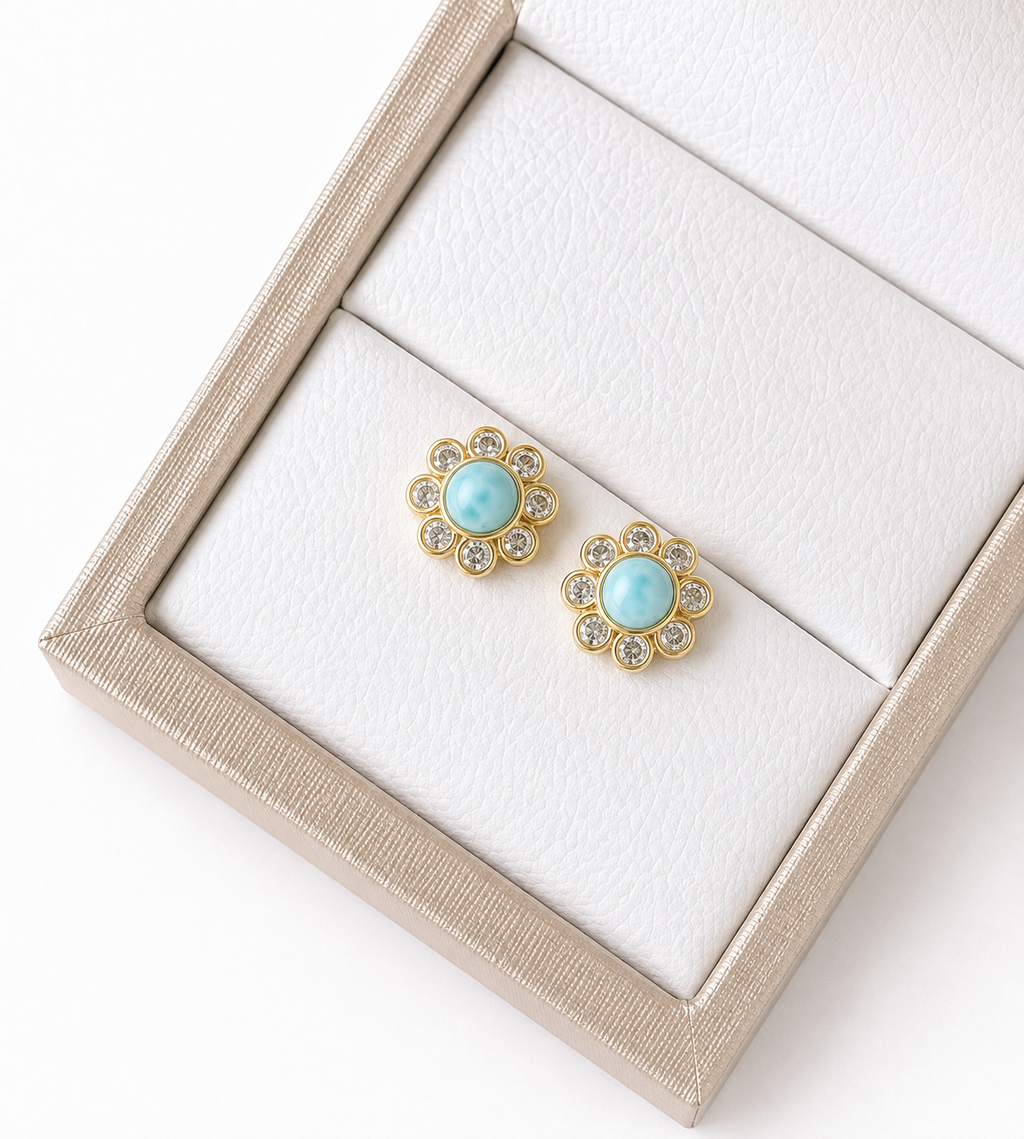 Topo Flor Larimar  REF TPL5-11 $400